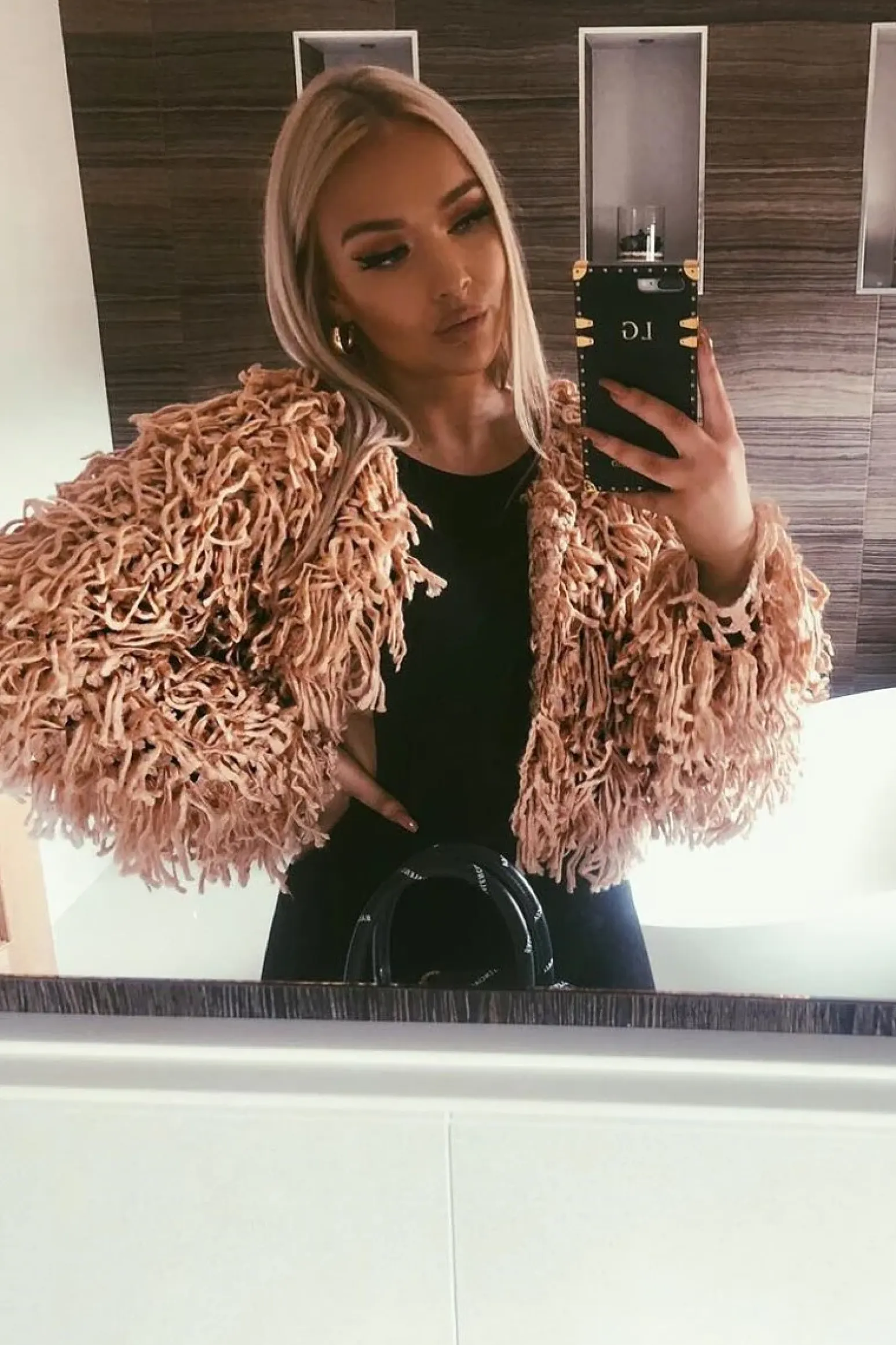Rebellious Fashion Nude Crop Shaggy Jacket - Idelle