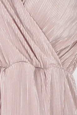 Rebellious Fashion Nude Cross Over Pleated Dress - Blossom