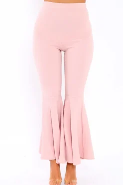 Rebellious Fashion Nude Extreme Flare Trousers - Becki