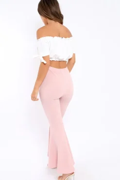 Rebellious Fashion Nude Extreme Flare Trousers - Becki