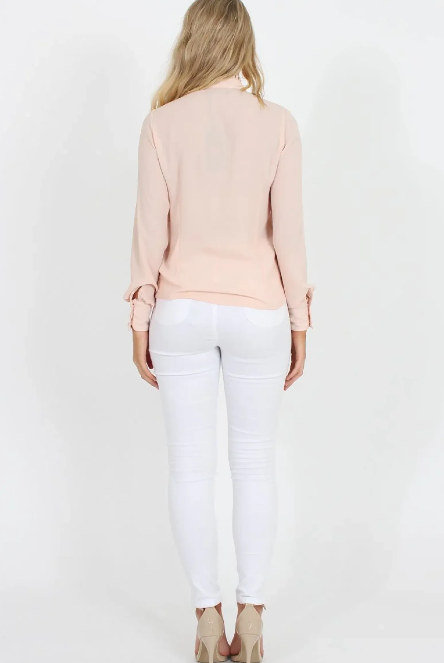Rebellious Fashion Nude Frill Front Blouse - Camille