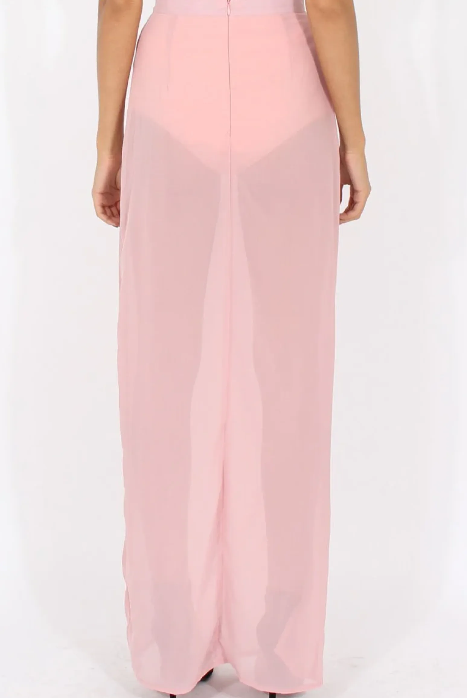 Rebellious Fashion Nude High Waisted Sheer Maxi Skirt - Ivy