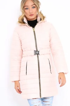 Rebellious Fashion Nude Longline Puffer Jacket - Alexandra