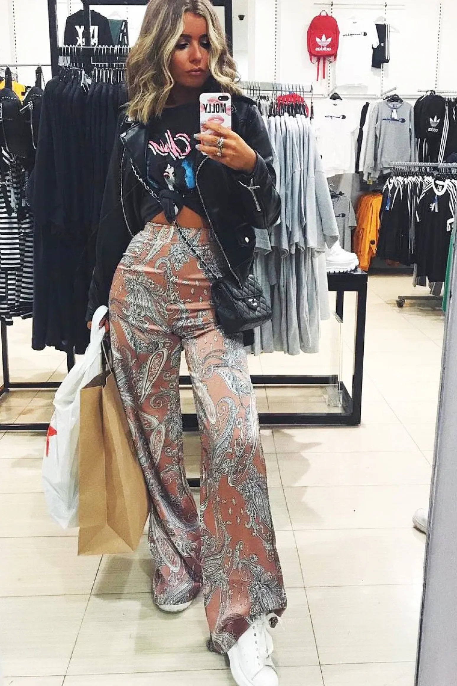Rebellious Fashion Nude Paisley Wide Leg Trousers - Tisha