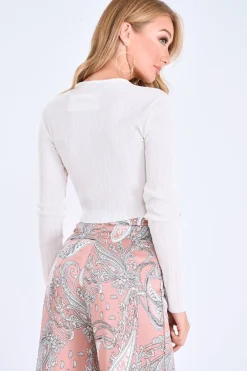 Rebellious Fashion Nude Paisley Wide Leg Trousers - Tisha