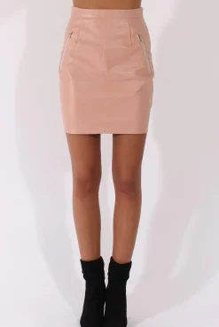 Rebellious Fashion Nude PU skirt - Iris