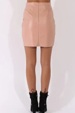 Rebellious Fashion Nude PU skirt - Iris