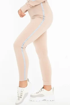 Rebellious Fashion Nude Reflective Stripe Side Cigarette Trousers - Nicky