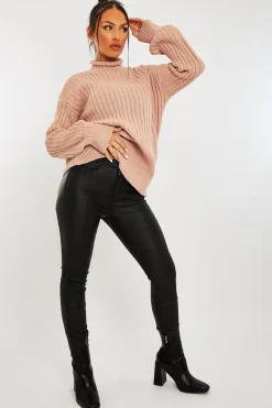 Rebellious Fashion Nude Ribbed Balloon Sleeve Jumper - Jamora