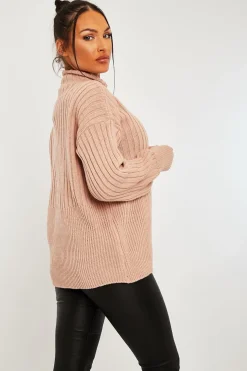 Rebellious Fashion Nude Ribbed Balloon Sleeve Jumper - Jamora
