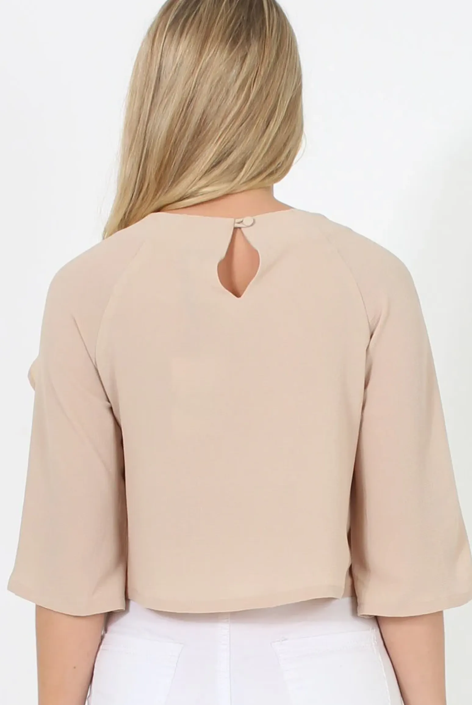 Rebellious Fashion Nude Ruffle Crop Top - Melanie