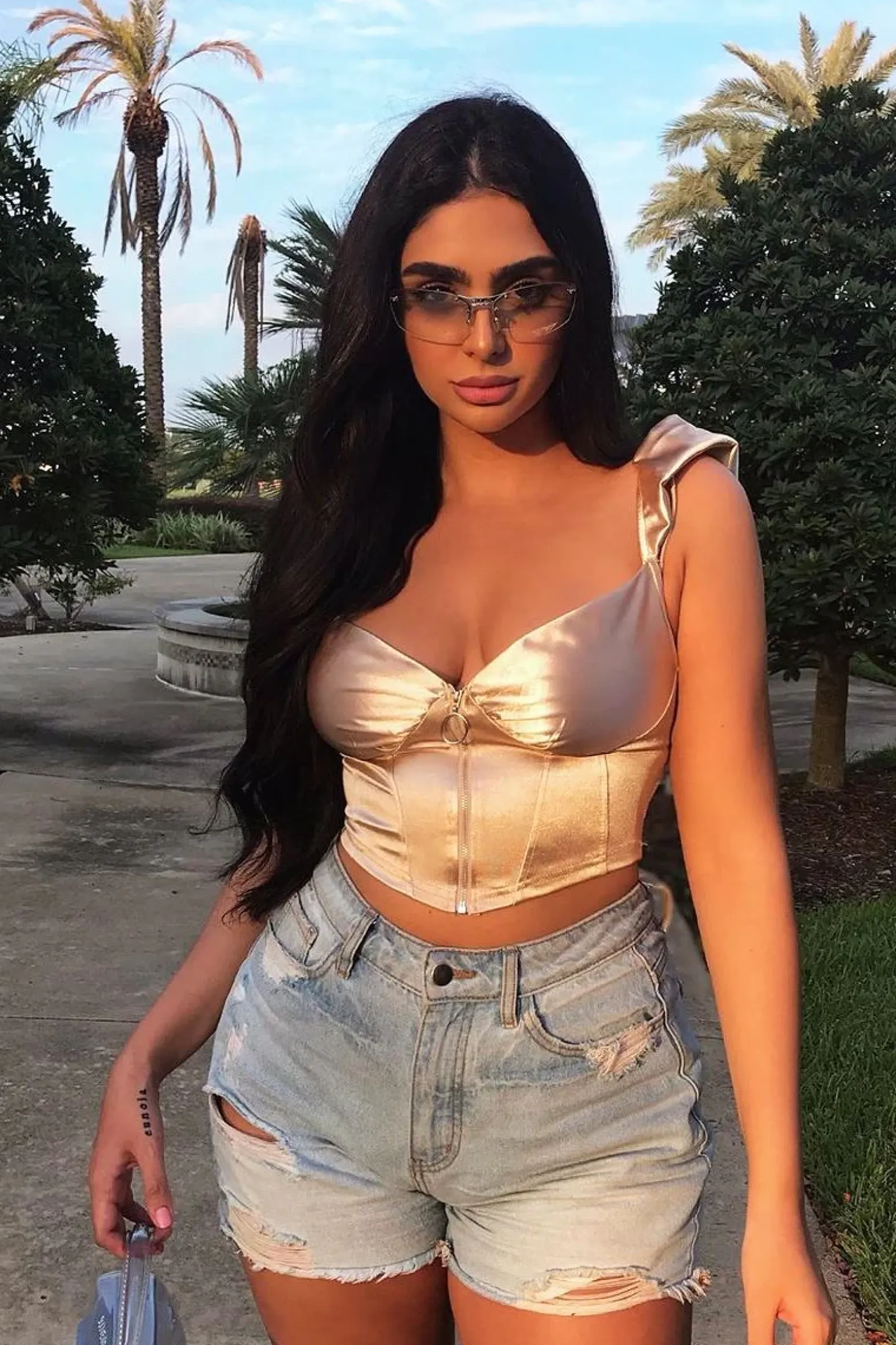 Rebellious Fashion Nude Satin Milkmaid Ring Zip Crop Top - Aariel