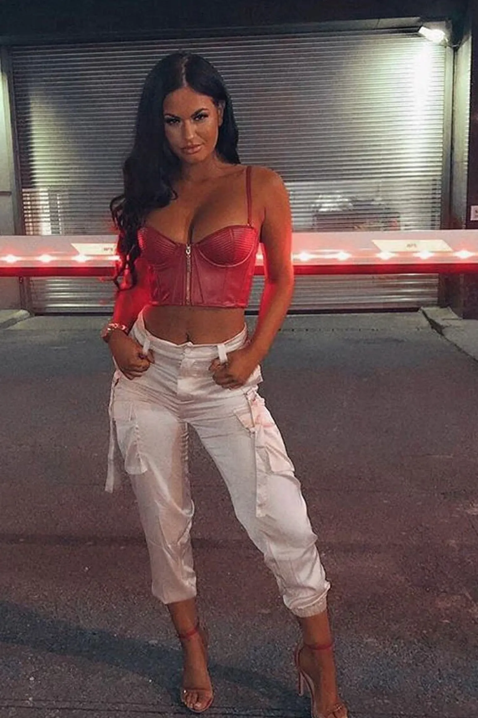 Rebellious Fashion Nude Satin Utility Pocket Cuffed Hem Trousers - Delilah
