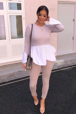 Rebellious Fashion Nude Shirt Insert Crew Neck Jumper - Kamilla