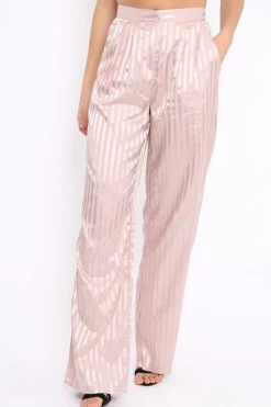 Rebellious Fashion Nude Silky Striped Trousers - Rhiannon