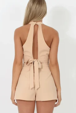 Rebellious Fashion Nude Tie Front Two Piece - Esta
