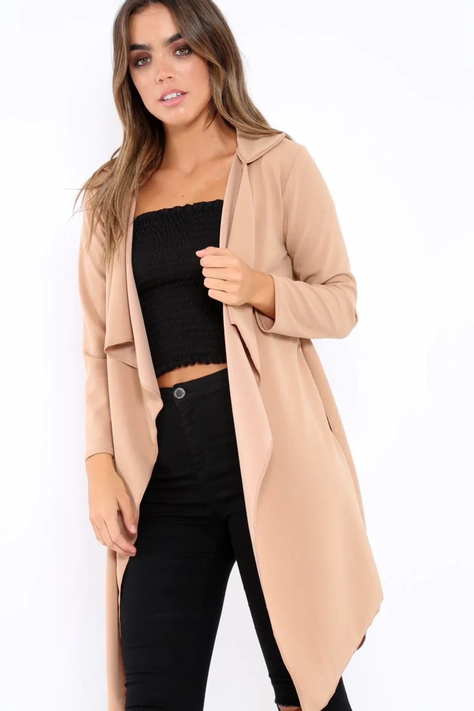 Rebellious Fashion Nude Waterfall Frill Jacket - Bexley