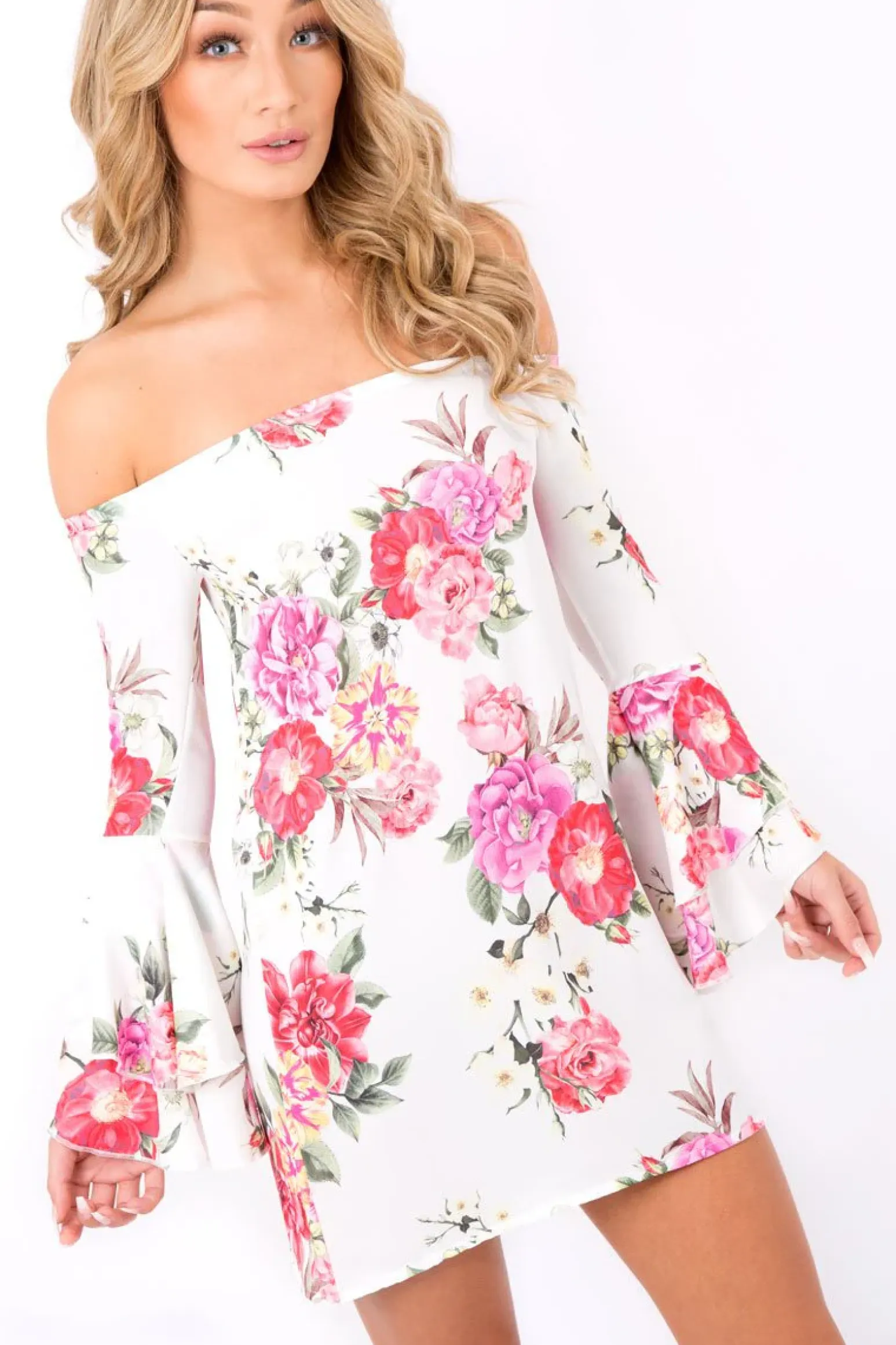 Rebellious Fashion Off Shoulder Flower Dress - Mitsie