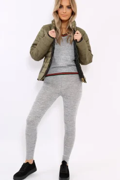 Rebellious Fashion Olive Padded Coat with Side Panel Detail - Tallula