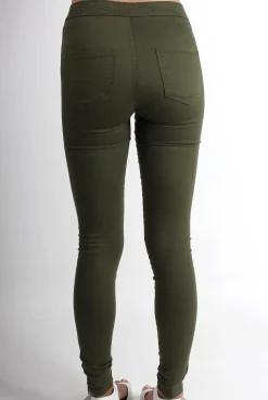 Rebellious Fashion Olivia Khaki High Waisted Super Skinny Jeans