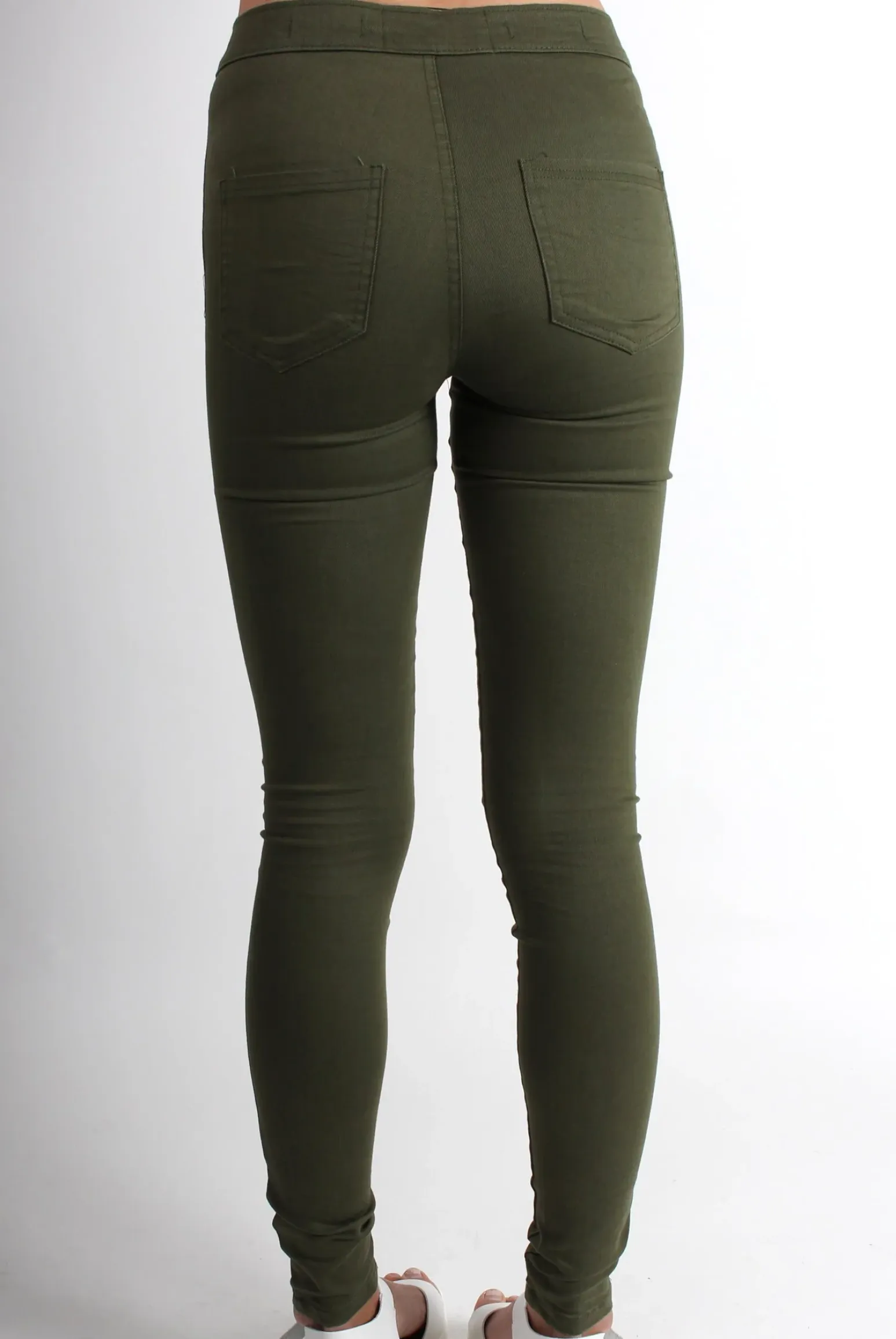 Rebellious Fashion Olivia Khaki High Waisted Super Skinny Jeans