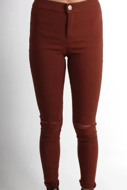Rebellious Fashion Olivia Rust High Waisted Super Skinny Jeans