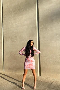 Rebellious Fashion Orange Tie Dye Asymmetric Cut Out Mini Dress - Riella