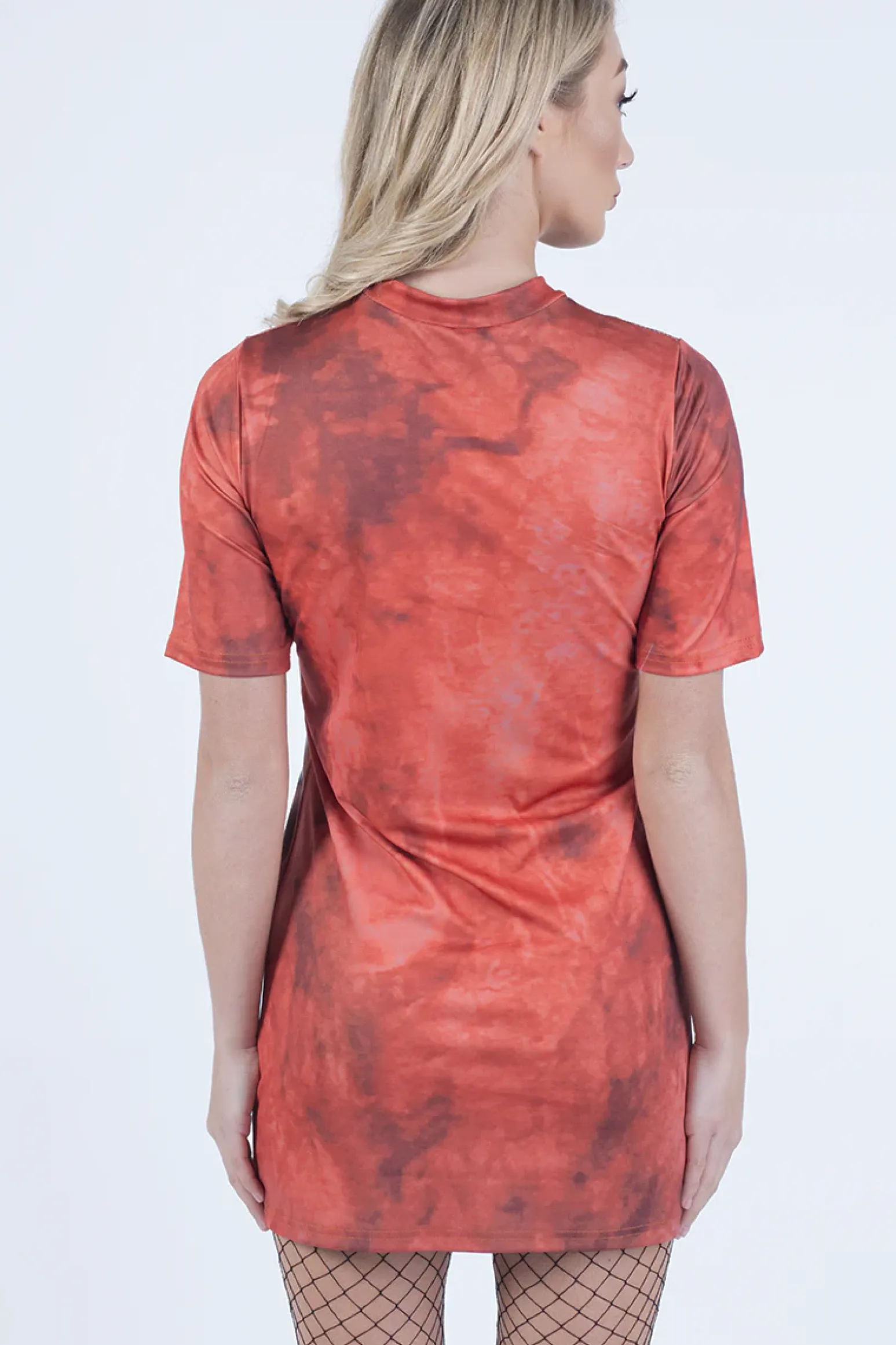 Rebellious Fashion Orange Tiger Lace Up T-Shirt Dress - Brooke