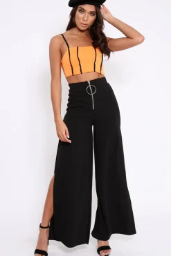 Rebellious Fashion Orange and Black Cami Crop Top - Aalina