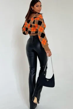 Rebellious Fashion Orange Argyle Print Knit Cardigan - Dazie