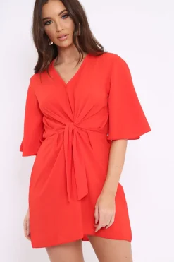 Rebellious Fashion Orange Bow Tie Dress - Teagan