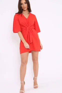 Rebellious Fashion Orange Bow Tie Dress - Teagan