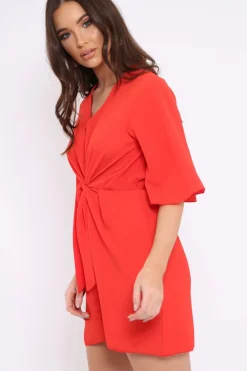 Rebellious Fashion Orange Bow Tie Dress - Teagan