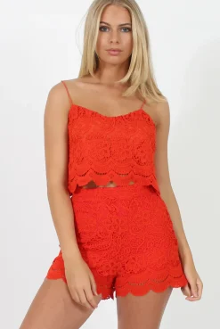 Rebellious Fashion Orange Crochet Cropped Co-Ord - Bolivia