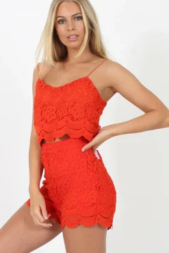 Rebellious Fashion Orange Crochet Cropped Co-Ord - Bolivia