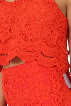 Rebellious Fashion Orange Crochet Cropped Co-Ord - Bolivia
