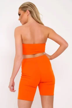 Rebellious Fashion Orange Cycling Shorts And Bandeau Co -ord - Edrie