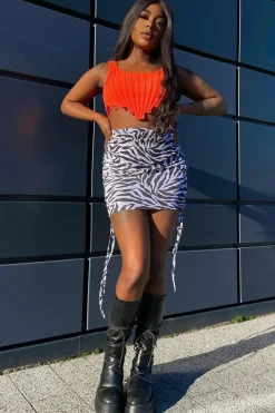 Rebellious Fashion Orange Distressed Knit Crop Top - Dani
