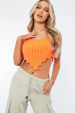 Rebellious Fashion Orange Distressed Knit Crop Top - Dani