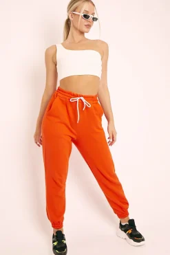 Rebellious Fashion Orange Drawstring Waist Joggers - Charley