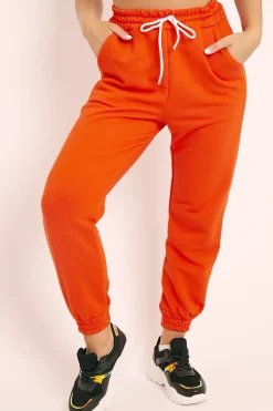 Rebellious Fashion Orange Drawstring Waist Joggers - Charley