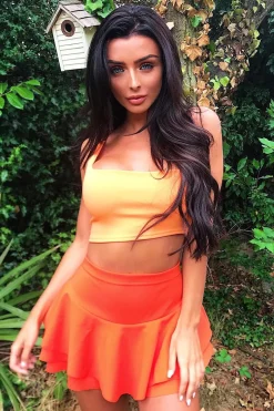 Rebellious Fashion Orange Frill High Waisted Shorts - Claudelle