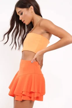 Rebellious Fashion Orange Frill High Waisted Shorts - Claudelle