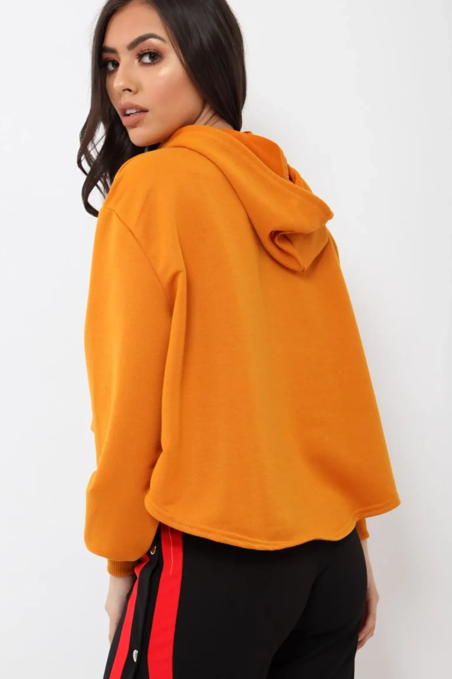 Rebellious Fashion Orange Girl Boss Cropped Hoodie - Kelsy