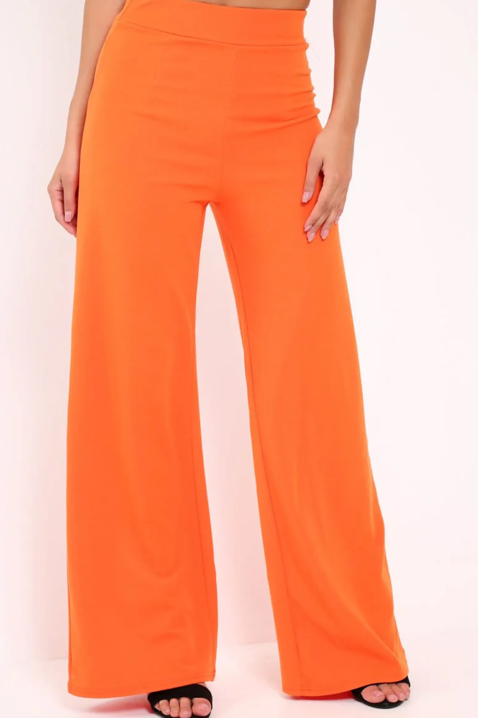 Rebellious Fashion Orange High Waisted Flare Trousers - Kym