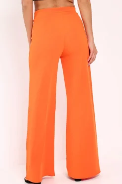 Rebellious Fashion Orange High Waisted Flare Trousers - Kym