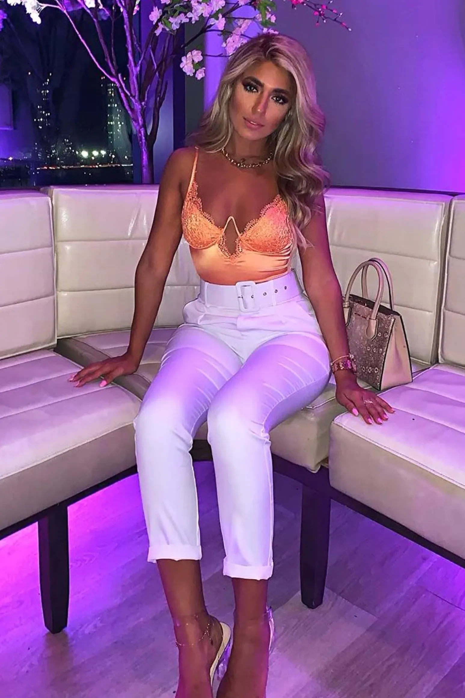 Rebellious Fashion Orange Lace Underwired Cup Detail Bodysuit - Mariah