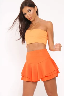 Rebellious Fashion Orange One Shouldered Crop Top - Kamri