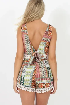 Rebellious Fashion Orange Patterned Low Tie Back Co-ord- Meg