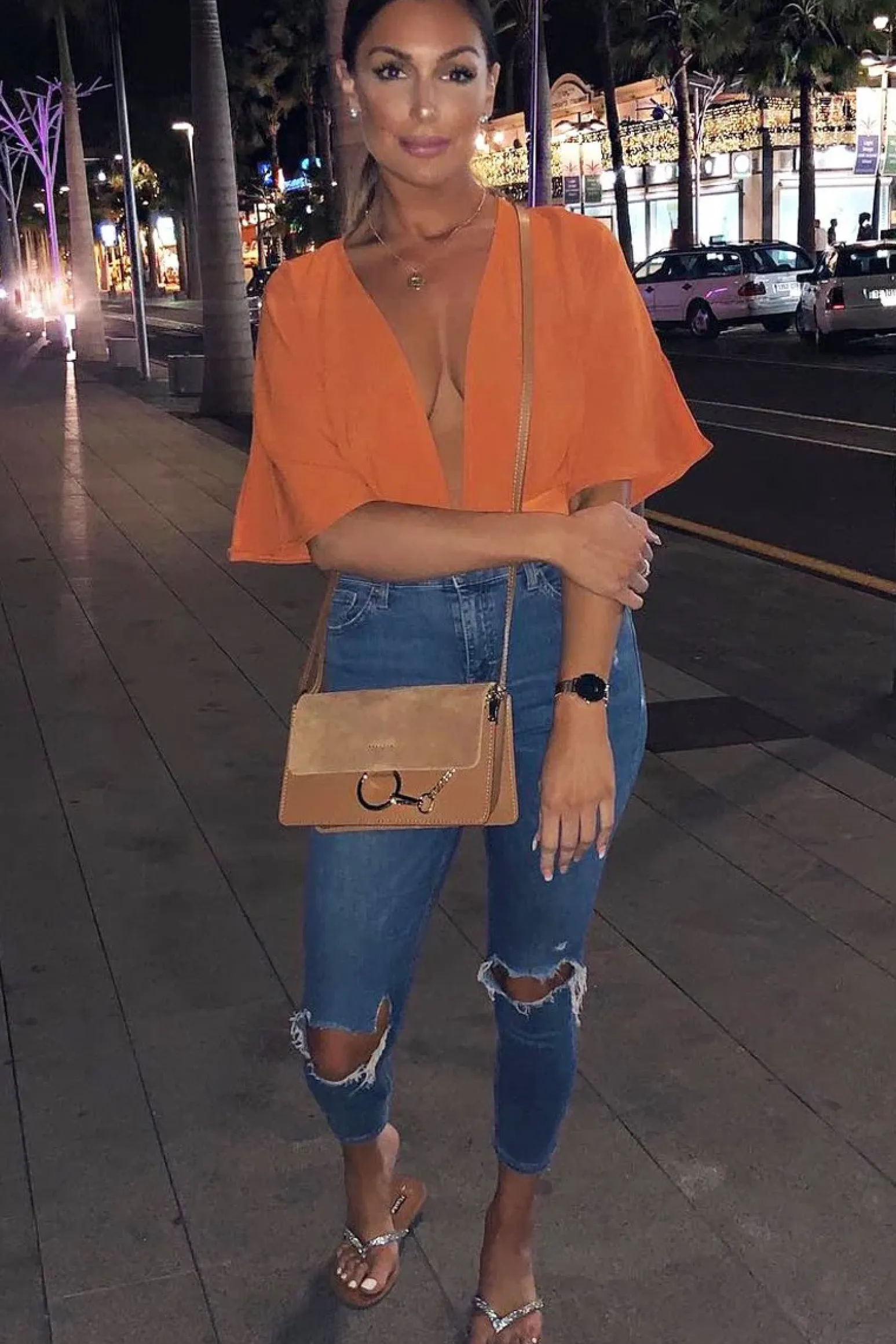 Rebellious Fashion Orange Plunge Bodysuit - Florence